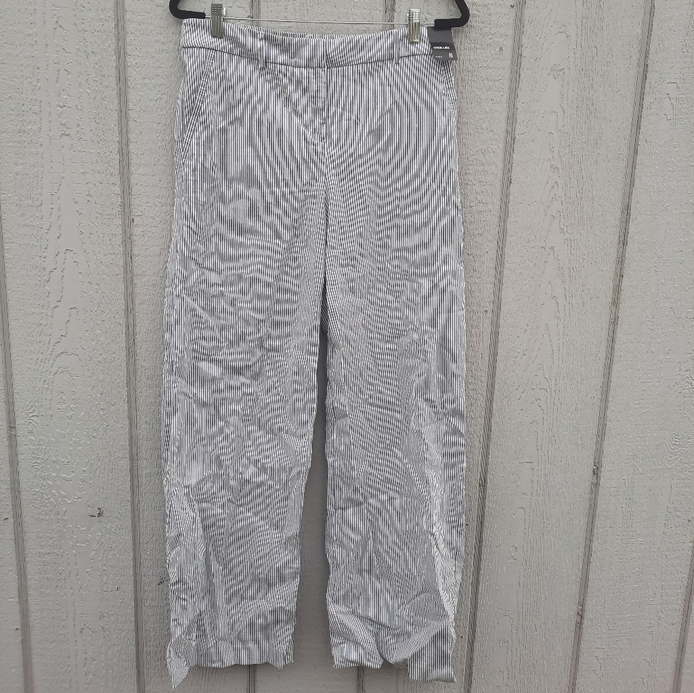 NWT New York & Company Wide Leg Striped Trousers Size 8